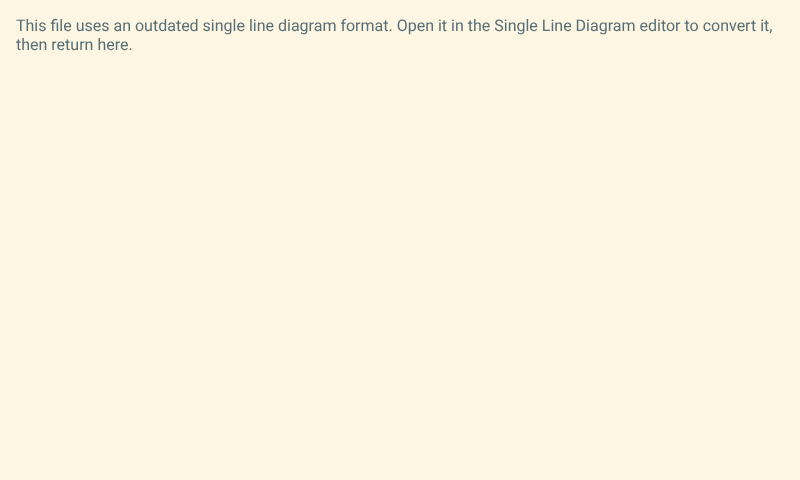 The message that asks you to open the file in the Single Line Diagram editor.