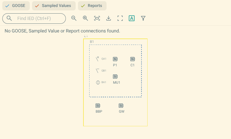 The map with the message that no connections are found.