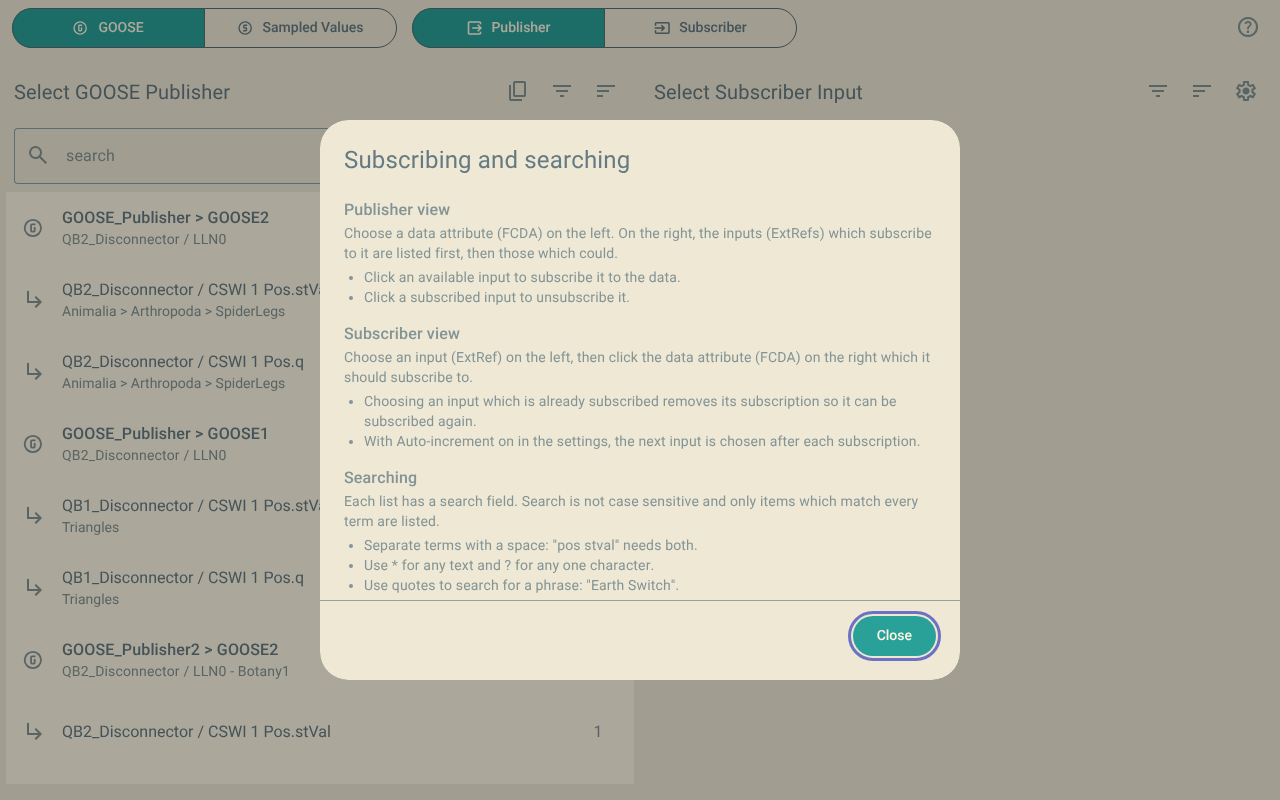 The help dialog