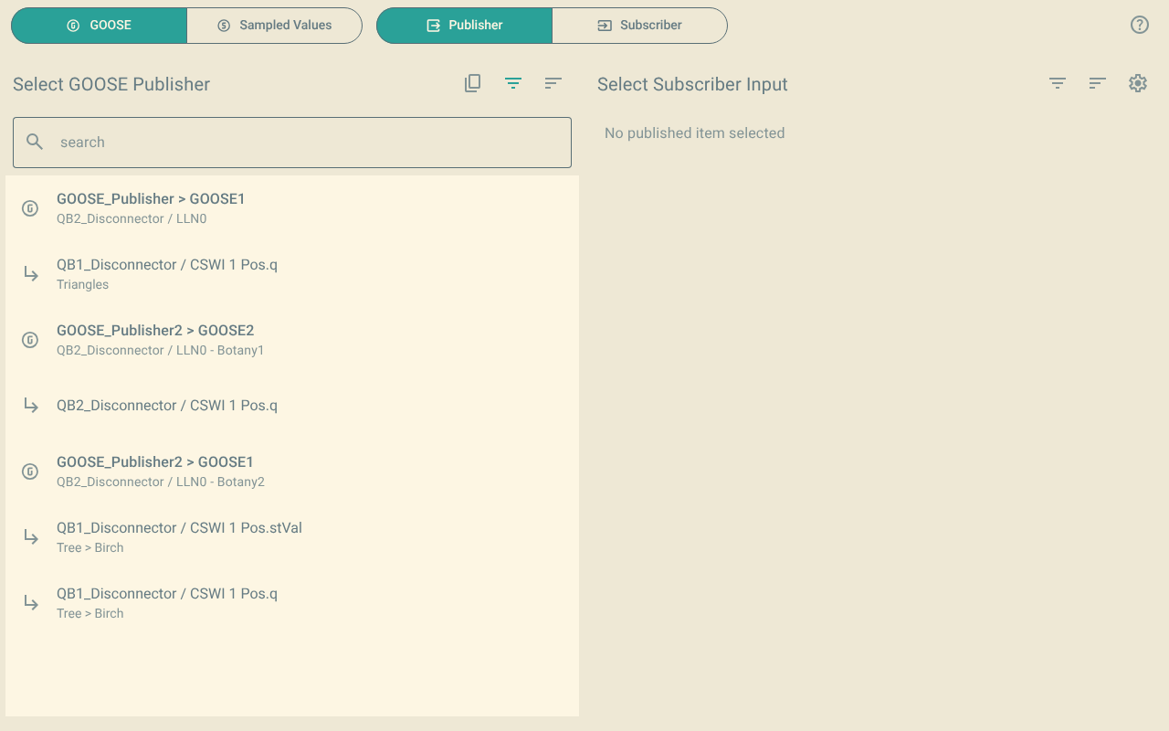 The publisher view. The Filter button above the published data shows in colour.