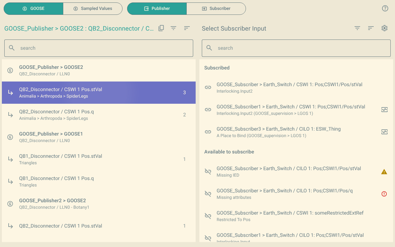 The publisher view in read-only view. A padlock shows at the title of the left list